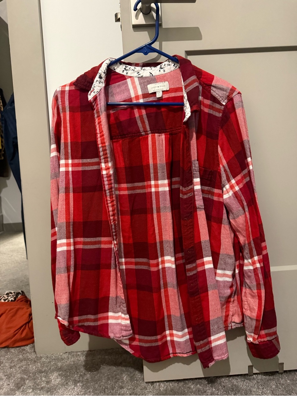 Red Plaid Button-Up Shirt
